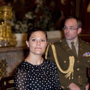 La princesse Victoria de Suède, enceinte, lors d'une réunion du comité paralympique au Luxembourg le 15 octobre 2015.