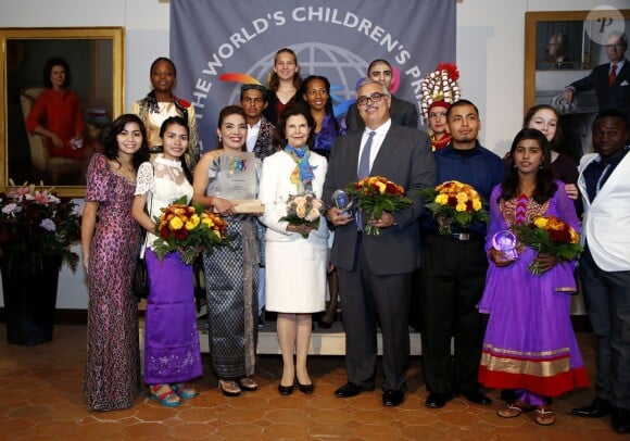 La reine Silvia de Suède lors de la remise du "Prix des Enfants du monde 2015" au château Gripsholm à Mariefred le 14 octobre 2015