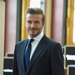 David Beckham, ambassadeur de l'UNICEF, soutient une oeuvre pour promouvoir la voix de l'enfant à l'ONU. New York le 24 septembre 2015.