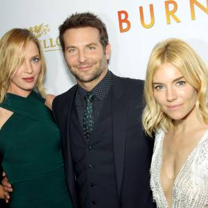 Uma Thurman, Bradley Cooper, Sienna Miller à la première du film Burnt (À vif) à New York le 20 octobre 2015.