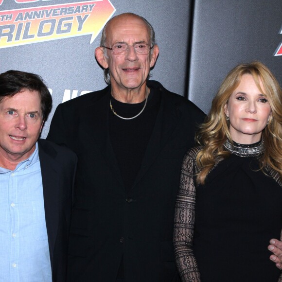 Michael J. Fox, Christopher Lloyd et Lea Thompson au 30e anniversaire de la saga "Retour vers le futur" au AMC Loews Lincoln Square 13 à New York, le 21 octobre 2015.