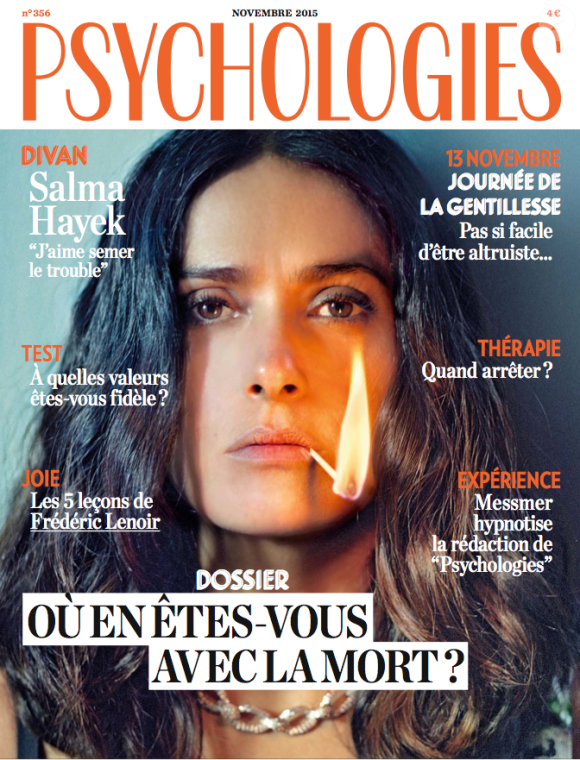 Salma Hayek en couverture du magazine Psychologies, numéro de novembre 2015