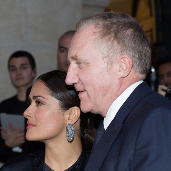 François-Henri Pinault et sa femme Salma Hayek - Arrivée des people au défilé Balenciaga collection prêt-à-porter Printemps/Eté 2016 lors de la fashion week à Paris, le 2 octobre 2015.