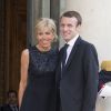 Emmanuel Macron et Brigitte Trogneux - Dîner d'Etat en l'honneur du Felipe VI et la reine Letizia d'Espagne, reçus par François Hollande, président de la République française, au Palais de l'Elysée à Paris le 2 juin 2015.