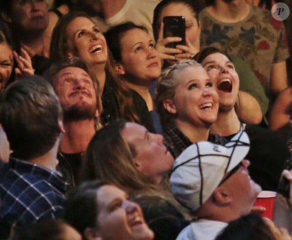 Sean Penn, Amy Schumer et Jeanne Tripplehorn assistent au concert de Madonna à Vancouver au Canada, Rebel Heart Tour, le 14 octobre 2015.