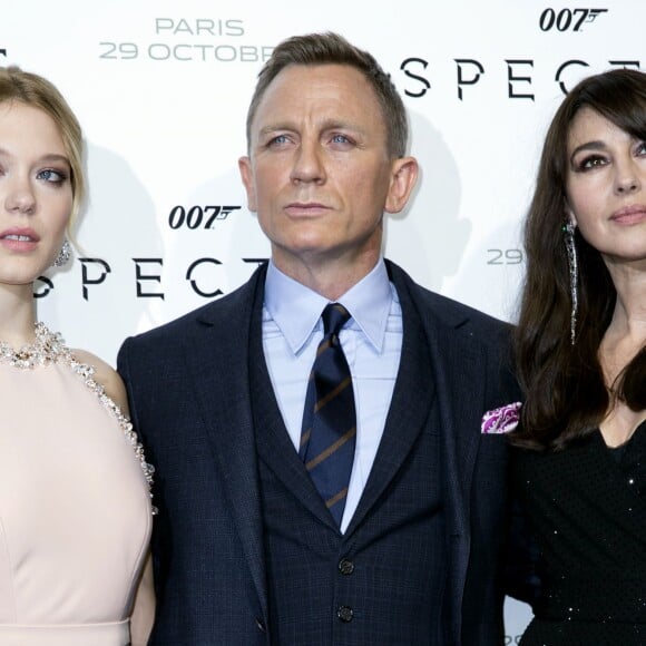 Léa Seydoux, Daniel Craig et Monica Bellucci - Première du film "007 Spectre" au Grand Rex à Paris, le 29 octobre 2015.