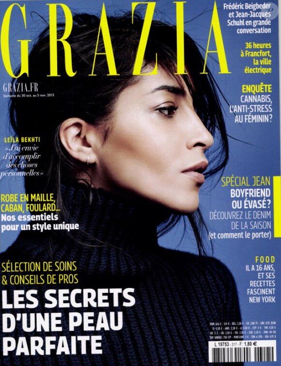 Leïla Bekhti en couverture de Grazia, en kiosque dès vendredi 30 octobre.