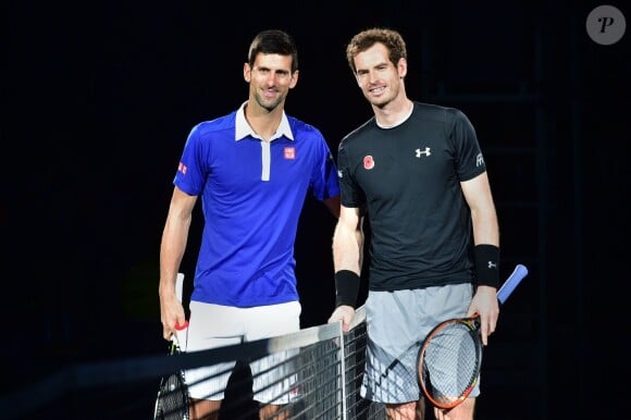 Novak Djokovic et Andy Murray - Novak Djokovic remporte la finale du BNP Paribas Masters face à Andy Murray à l'Accor Hotels Arena à Paris le 8 novembre 2015.