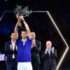 Michaël Llodra, Novak Djokovic, Guy Forget, Jean Gachassin - Novak Djokovic remporte la finale du BNP Paribas Masters face à Andy Murray à l'Accor Hotels Arena à Paris le 8 novembre 2015.