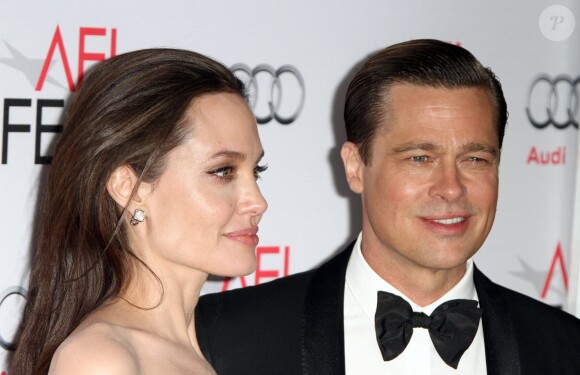 Brad Pitt et sa femme Angelina Jolie - Avant-première du film "By the Sea" lors du gala d'ouverture de l'AFI Fest à Hollywood, le 5 novembre 2015.