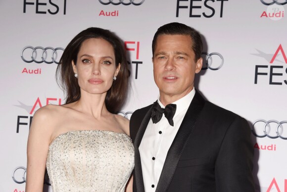 Brad Pitt et sa femme Angelina Jolie - Avant-première du film "By the Sea" lors du gala d'ouverture de l'AFI Fest à Hollywood, le 5 novembre 2015.