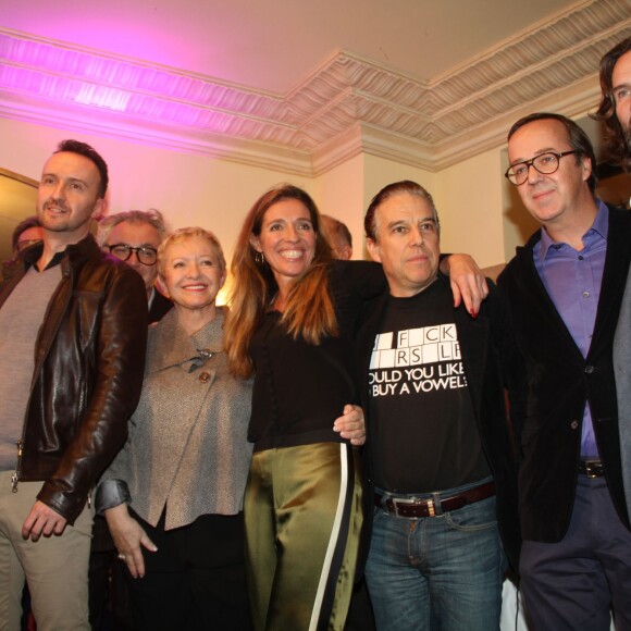 Jean-Noel Orengo (Prix de Flore 2015), Colette Siljegovic (PDG Flore), sa fille Carole Chrétiennot, Philippe Vandel et Frédéric Beigbeder - Le Prix de Flore 2015 décerné à Jean-Noël Orengo au café Flore Paris, le 10 novembre