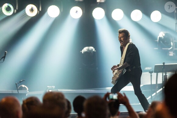 Photo Exclusive - Johnny Hallyday en concert à Lille dans le cadre de son "Rester Vivant Tour", les 9 et 10 octobre 2015.