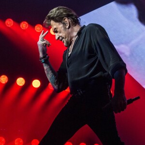 Exclusif - Johnny Hallyday et et Robin Lemesurier - concert à Genève le 2 novembre 2015. 