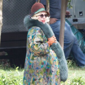 Lady Gaga (enceinte pour les besoins de la série) sur le tournage de "American Horror Story : Hotel" à Los Angeles, le 14 octobre 2015.