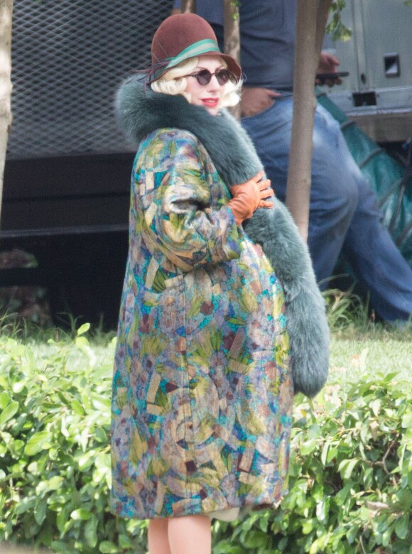 Lady Gaga (enceinte pour les besoins de la série) sur le tournage de "American Horror Story : Hotel" à Los Angeles, le 14 octobre 2015.