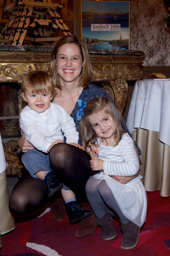 Exclusif - Cléa Seydoux et ses enfants Louise et Archibald, au goûter organisé par le fondateur des Kapla au Plaza Athénée à Paris, le 8 novembre 2015.