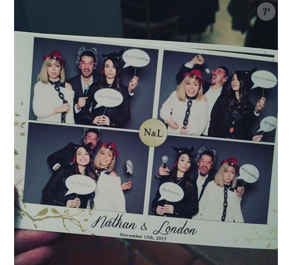 Jennette McCurdy, Miranda Cosgrove et Jerry Trainor se retrouvent lors du mariage de Nathan Kress et London Elise Moore, le 15 novembre 2015 / photo postée sur Instagram.