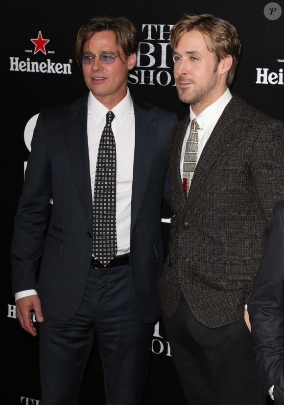Brad Pitt et Ryan Gosling - Première du film "The Big Short : le Casse du siècle" à New York le 23 novembre 2015.