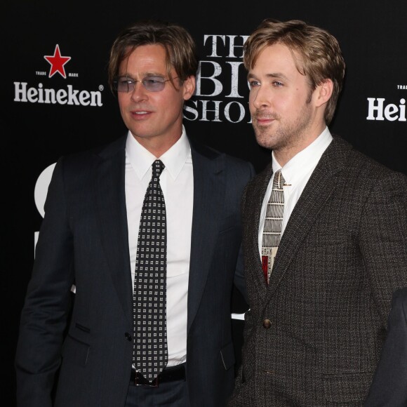 Brad Pitt et Ryan Gosling - Première du film "The Big Short : le Casse du siècle" à New York le 23 novembre 2015.