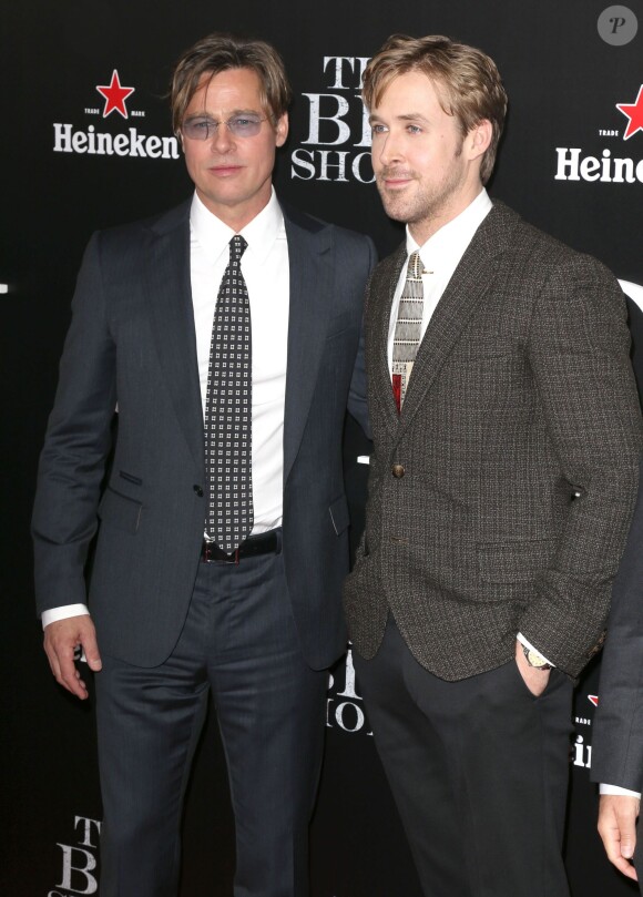 Brad Pitt et Ryan Gosling - Première du film "The Big Short : le Casse du siècle" à New York le 23 novembre 2015.