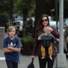 Liv Tyler et ses fils Milo Langdon and Sailor Gardner dans la rue à New York, le 25 septembre 2015.