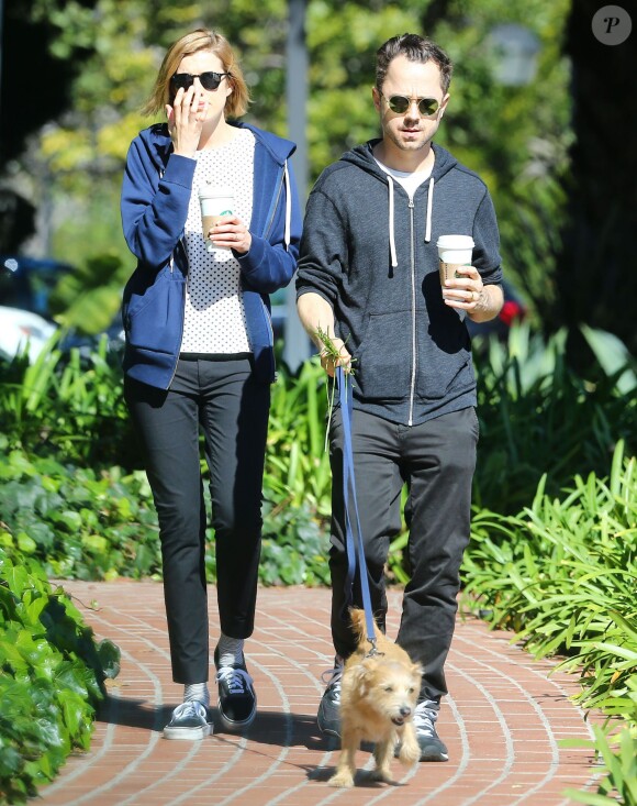 Exclusif - Giovanni Ribisi et sa femme Agyness Deyn à la sortie d'un Starbucks de Santa Barbara, le 17 février 2013