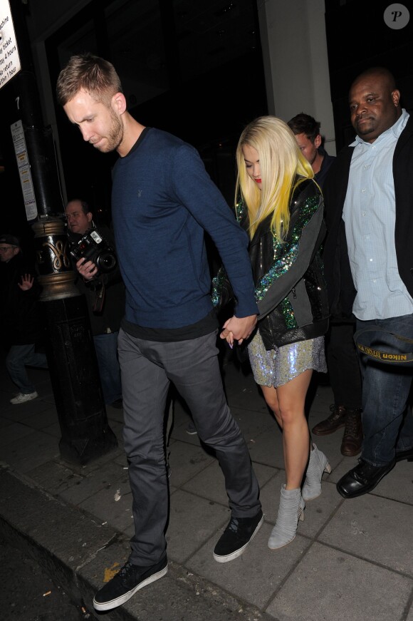 Calvin Harris et Rita Ora vont diner au restaurant Hakkasan a Londres, le 23 mai 2013.