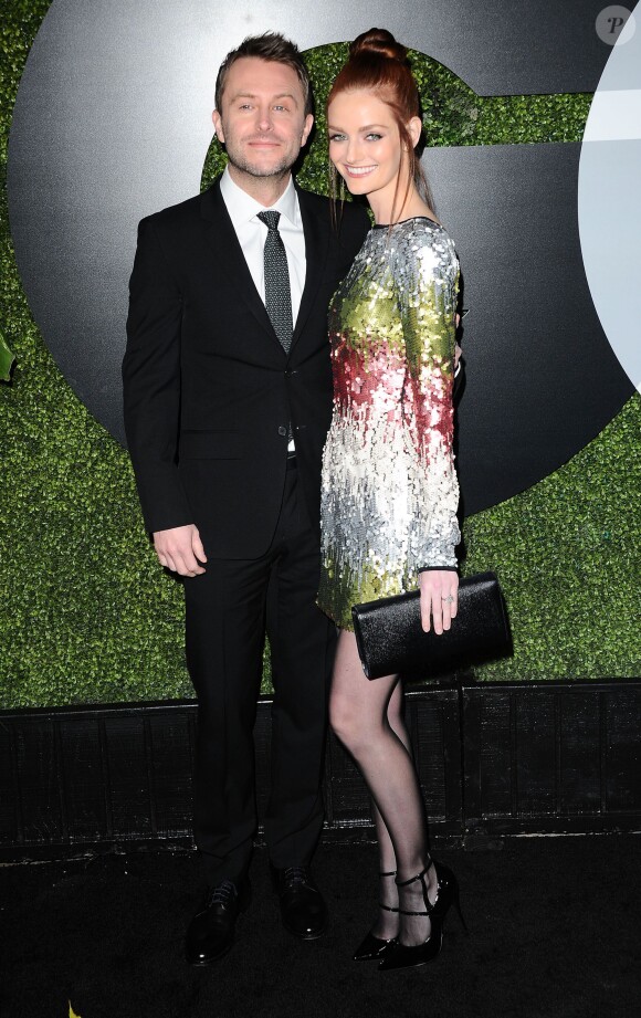 Chris Hardwick et Lydia Hearst assiste à la soirée des Men of the Year de GQ au Chateau Marmont. Los Angeles, le 3 décembre 2015.