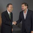 Leonardo DiCaprio rencontre le secrétaire général de l'ONU Ban Ki-Moon en marge de la conférence sur le climat COP 21 à Paris le 5 décembre.