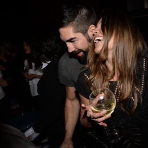 Nikola Karabatic et sa compagne Géraldine Pillet au VIP Room à Paris le 2 février 2015