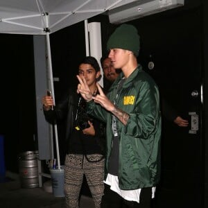 Justin Bieber arrive au au Nice Guy nightclub pour la soirée pour le 20ème anniversaire de Kendall Jenner à West Hollywood, le 2 novembre 2015. © CPA