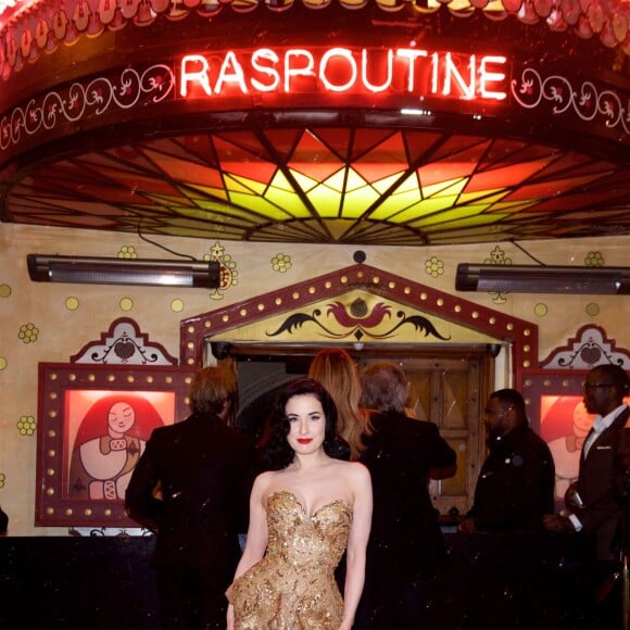 Exclusif - Dita Von Teese - Inauguration du nouveau restaurant Ginger suivie des 50 ans du Raspoutine à Paris, le 6 novembre 2015. © Julio Piatti