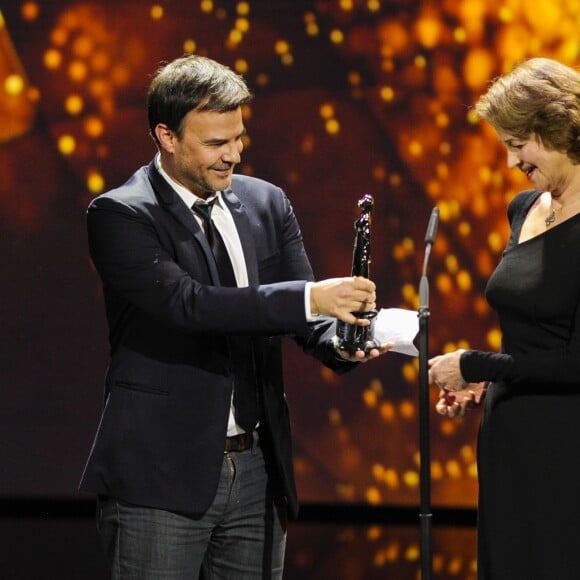 François Ozon et Charlotte Rampling (Meilleure actrice) - Remise des prix lors de la 28ème cérémonie des "European Film Awards" à Berlin, le 12 décembre 2015.