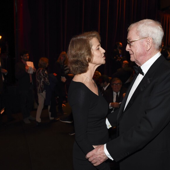 Michael Caine (Meilleur acteur) et Charlotte Rampling (Meilleure actrice) - Remise des prix lors de la 28ème cérémonie des "European Film Awards" à Berlin, le 12 décembre 2015.