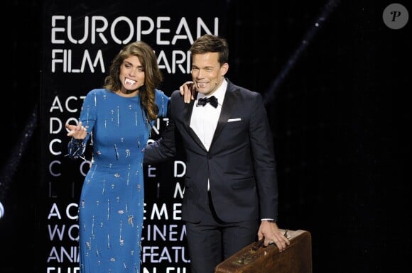 Elisa Sednaoui et Johannes Bah Kuhnke - Remise des prix lors de la 28ème cérémonie des "European Film Awards" à Berlin, le 12 décembre 2015.