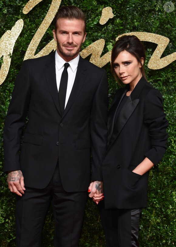 David Beckham et sa femme Victoria aux British Fashion Awards 2015 à Londres, le 23 novembre 2015