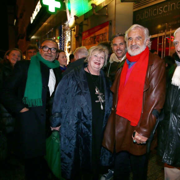 Exclusif - Paul et Jean-Paul Belmondo, Charles Gérard - Avant-première parisienne du documentaire "Belmondo par Belmondo" au cinéma Publicis à Paris le 15 décembre 2015.