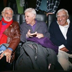 Exclusif - Jean-Paul Belmondo, Guy Bedos et Charles Gérard - Avant-première parisienne du documentaire "Belmondo par Belmondo" au cinéma Publicis à Paris le 15 décembre 2015.