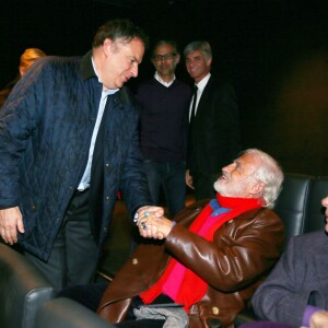 Exclusif - Thierry Lacoste et Jean-Paul Belmondo - Avant-première parisienne du documentaire "Belmondo par Belmondo" au cinéma Publicis à Paris le 15 décembre 2015.