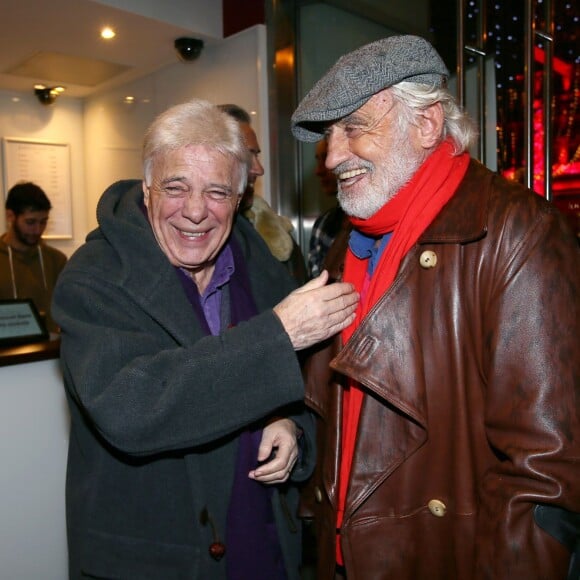 Exclusif - Guy Bedos et Jean-Paul Belmondo - Avant-première parisienne du documentaire "Belmondo par Belmondo" au cinéma Publicis à Paris le 15 décembre 2015.