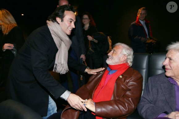 Exclusif - Anthony Delon et Jean-Paul Belmondo - Avant-première parisienne du documentaire "Belmondo par Belmondo" au cinéma Publicis à Paris le 15 décembre 2015.