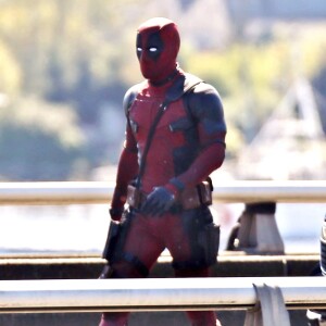 Ryan Reynolds sur le tournage du film " Deadpool " à Vancouver Le 17 Avril 2015