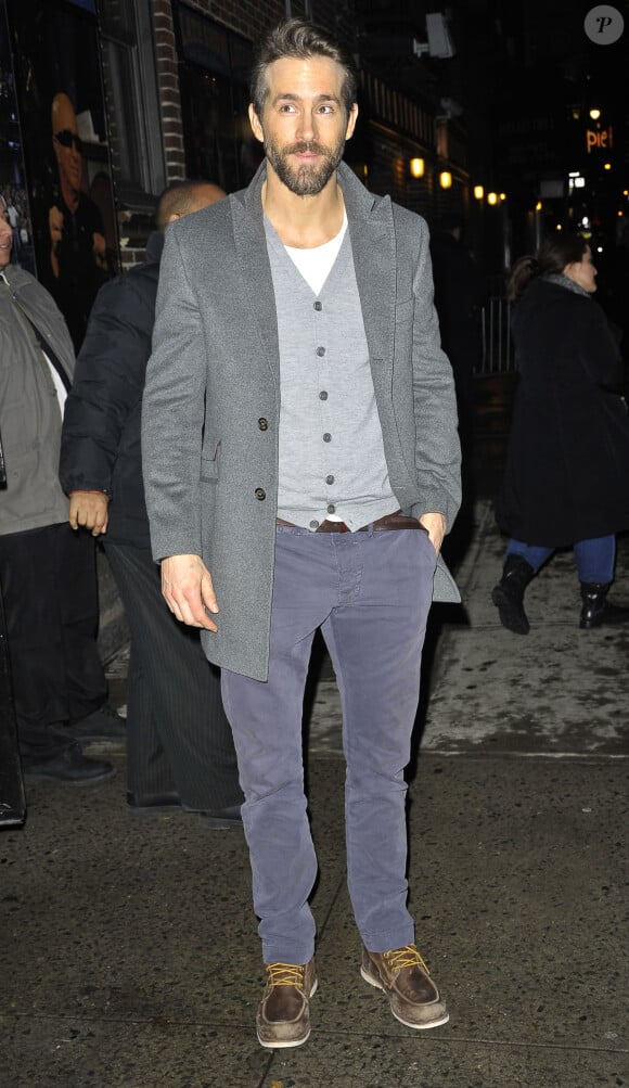 Ryan Reynolds - Arrivée des people sur le plateau de l'émission "Late Show With David Letterman" à New York, le 4 février 2015.