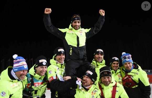 Martin Fourcade sacré champion du monde de biathlon à Kontiolahti en Finlande le 13 mars 2015