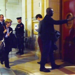 Lilian Thuram - Procès entre Lilian Thuram et Karine Le Marchand devant la 17ème chambre du Tribunal Correctionnel du Palais de Justice de Paris, le 18 décembre 2015. L'animatrice Karine Le Marchand poursuit en diffamation son ancien compagnon, l'ancien champion du monde de football Lilian Thuram, pour des propos qu'il avait tenus au sujet de leur séparation.