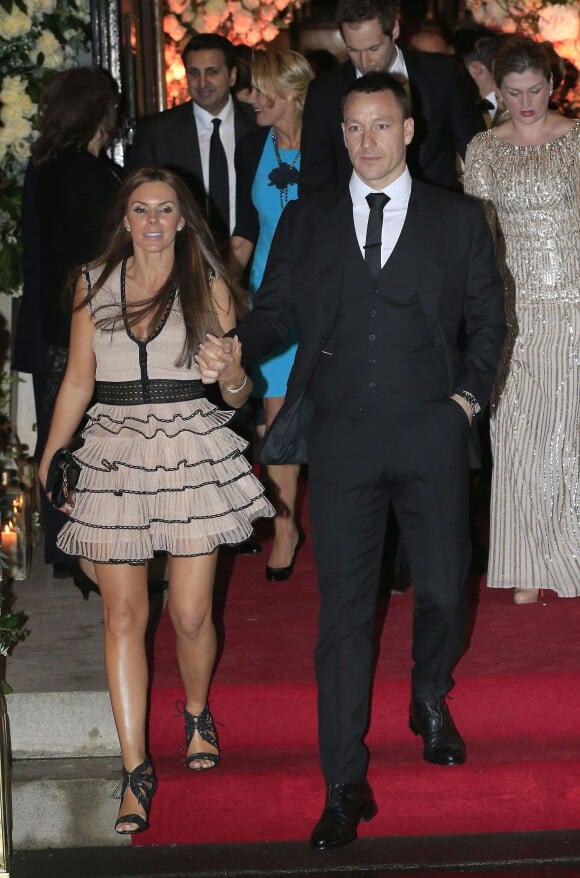 John Terry et sa femme Toni au mariage de Frank Lampard à Londres le 20 décembre 2015.