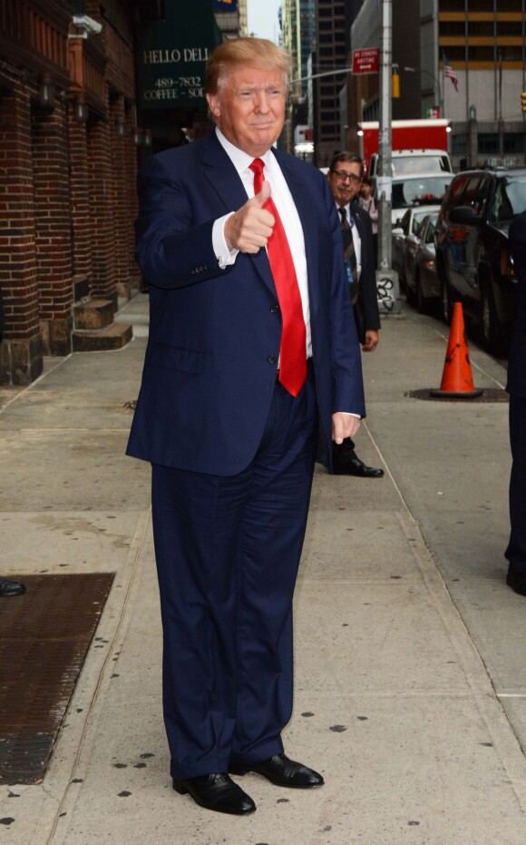 Donald Trump arrive dans les studios de l'émission TV "Late Show with Stephen Colbert" à New York. Le 22 septembre 2015