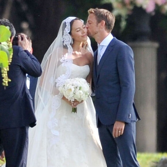 Exclusif - Jenson Button et Jessica Michibata lors de leur mariage sur l'île de Maui à Hawaï, le 29 décembre 2014