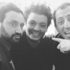 Kev Adams pose avec Gad Elmaleh et Cyril Hanouna, en octobre 2015.